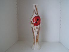 Moorcroft - a tall slender vase decorated in the Harvest Poppy pattern, approximately 30 cm (h),