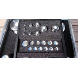 Scientific - a set of calibration weights previously owned by Wigan trading standards in hard
