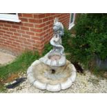 A reconstituted stoneware water feature in two parts,