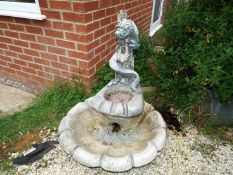 A reconstituted stoneware water feature in two parts,