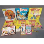 Popeye - A mixed lot of Popeye related items to include six 33 RPM vinyl records containing Popeye