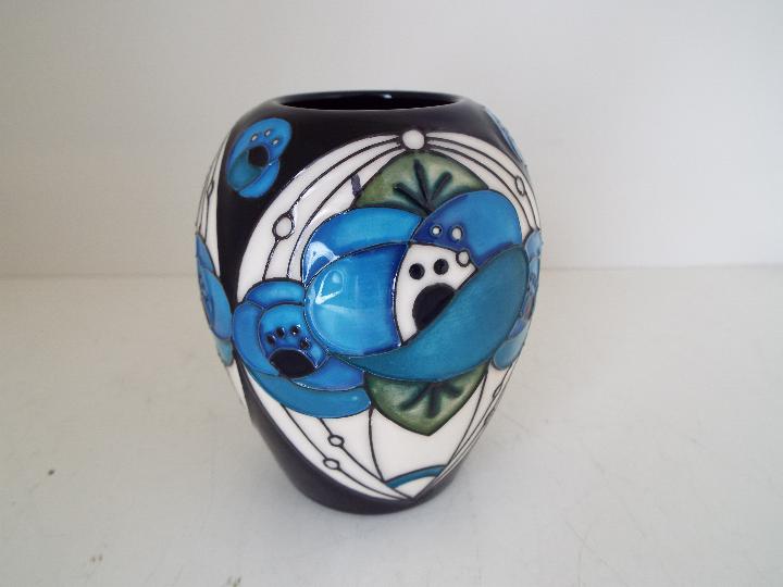 Moorcroft Pottery - a vase decorated in the Rose Blue pattern, approximately 7. - Image 3 of 3