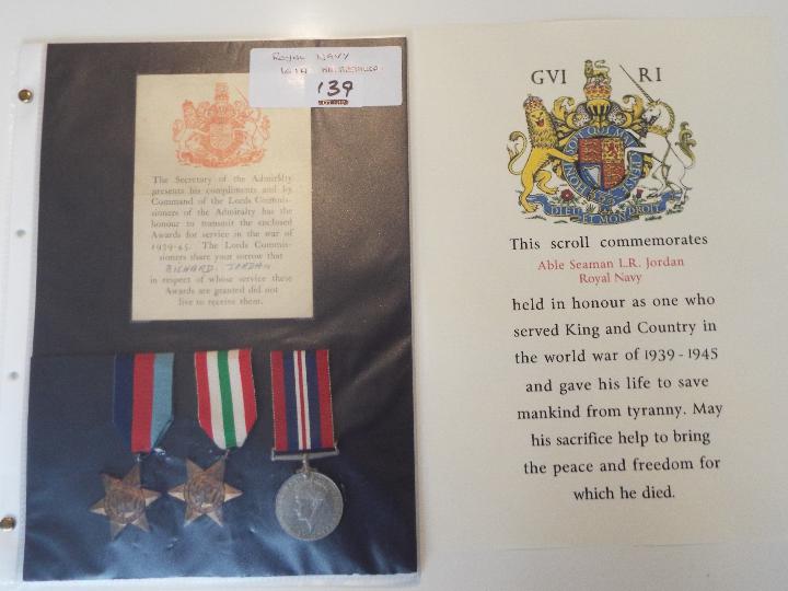 World War Two (WW2) campaign medals - C/JX 162647 Able Seaman Richard Leslie Jordan,