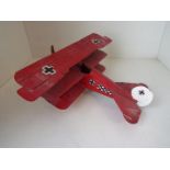 World War One (WW1) - a scratch built tin-plate model depicting the Fokker Dr-1 Red Baron tri-plane,