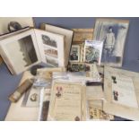 A collection of various military related items to include correspondence, citations, post cards,