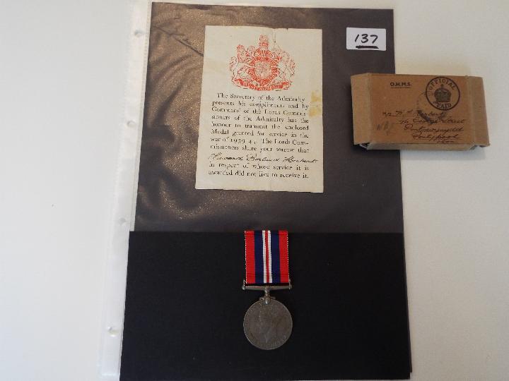 World War Two (WW2) campaign medal - Howard Borland Herbert, War medal, served Royal Navy,