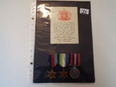 World War Two (WW2) campaign medals - P/JX 171859 Boy 1st Class Dennis Harvey, 1939-1945 Star,