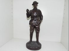 A cold cast bronze 1:6 scale figurine depicting a World War One (WW1) Soldier,