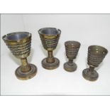 Trench Art - two pairs of egg cups - goblets