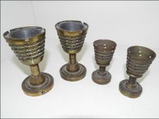Trench Art - two pairs of egg cups - goblets