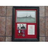 World War Two (WW2) campaign medals - a framed display to Ronald Dennis, 1939-1945 Star,