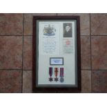 World War Two (WW2) campaign medals - a framed display to Pte Charles Mill, 1939-1945 Star,