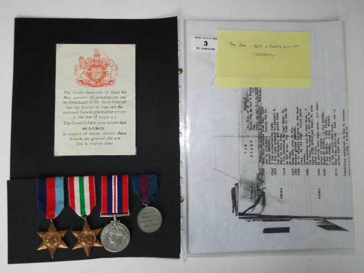 World War Two (WW2) campaign medals - Pte David William Small, 1939-1945 Star, Italy Star,