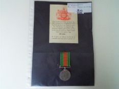 World War Two (WW2) campaign medal - 14852438 Private R J Bell, Defence medal, 1st Bn,