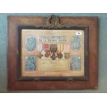 World War One (WW1) campaign medals - a framed wall plaque,