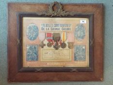 World War One (WW1) campaign medals - a framed wall plaque,