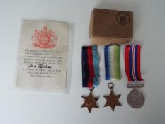 World War Two (WW2) campaign medals - John Pointer, 1939-45 Star, Atlantic Star and War medal,