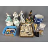 A mixed lot comprising ceramics including Jasper Ware, ginger jars,