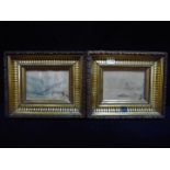 Two small, framed watercolours depicting riverside scenes, marked verso Norway 1892,