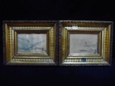 Two small, framed watercolours depicting riverside scenes, marked verso Norway 1892,