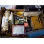 various mixed tools including repair kits, tile cutting set, door furniture and similar.