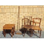 A nest of two tables, a Bentwood chair,