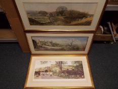 Three framed prints depicting countryside scenes, one a limited edition, varying image sizes.