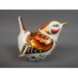 Royal Crown Derby - a Royal Crown Derby paperweight in the form of a wren with silver stopper