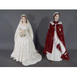 Royal Worcester - Two Royal Worcester figurines depicting Queen Elizabeth II comprising the Queen's