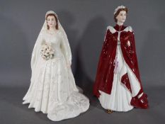 Royal Worcester - Two Royal Worcester figurines depicting Queen Elizabeth II comprising the Queen's