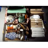 Mixed lot to include ceramics, plated ware, metal ware and similar.