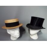 Two vintage hats comprising a Sam Marshall of Hyde top hat (approximately 57 cm internal