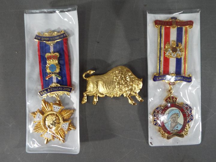 Two Royal Antediluvian Order of Buffaloes commemorative medals, one for H.