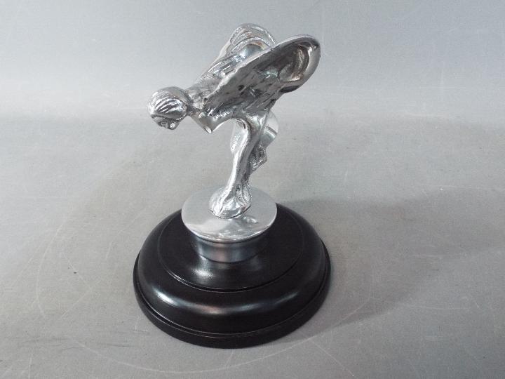 A chrome 'Flying Lady' mounted on a wood - Image 2 of 2