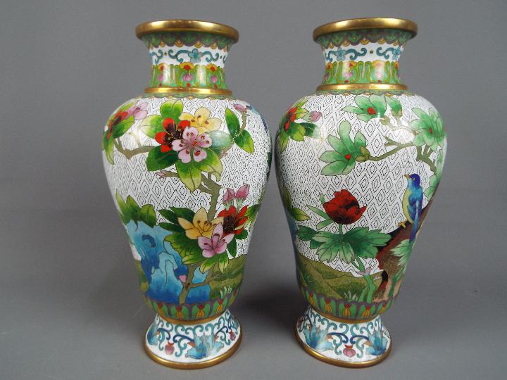 A pair of Chinese cloisonné vase of baluster form, - Image 2 of 3