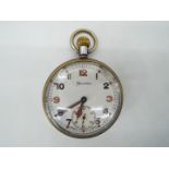 A gentleman’s military issue pocket watch by Helvetia, brass case with plating,