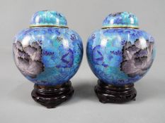 A pair of Chinese cloisonné ginger jars and covers with floral decoration,