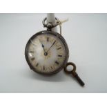 A lady’s silver cased pocket watch, case having engraved decoration,