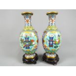 A pair of Chinese cloisonné enamel vases,