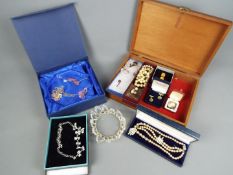Various mixed costume jewellery, cufflinks, cameo brooch and similar.