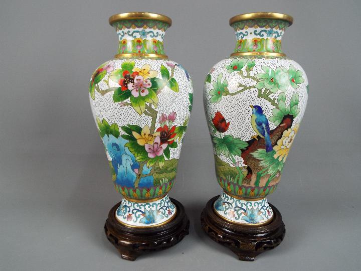 A pair of Chinese cloisonné vase of baluster form,