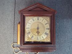 An early 18th century single-handed 30-hour birdcage longcase clock movement with square brass dial