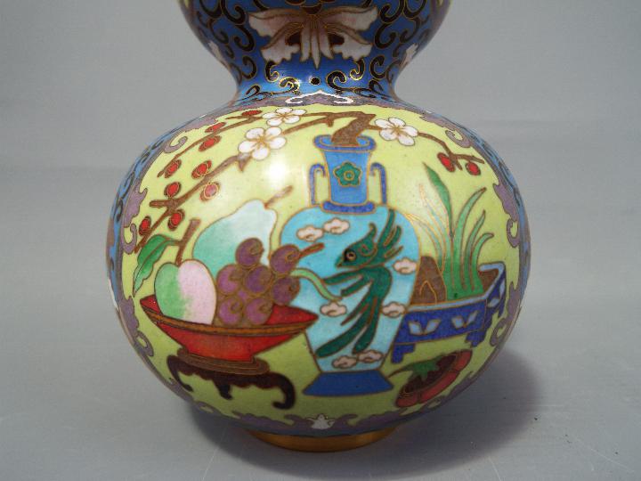 A pair of Chinese cloisonné double gourd vases, - Image 3 of 5