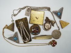 Costume jewellery to include collar tips, St Christopher medallion marked 'Silver',