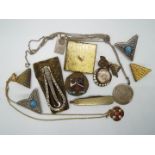 Costume jewellery to include collar tips, St Christopher medallion marked 'Silver',