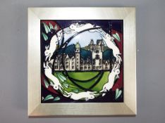 Moorcroft - A Moorcroft Pottery 'Balmoral' wall plaque, approximately 19 cm x 19 cm.