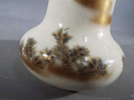 A Meiji period Satsuma vase of unusual bottle form having a broad neck above a compressed lower - Image 4 of 4