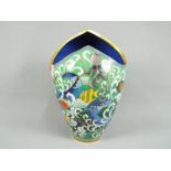 An interesting Chinese cloisonné vase of unusual form depicting various sea creatures set amongst