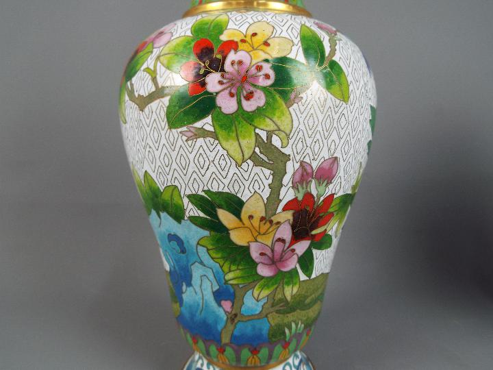 A pair of Chinese cloisonné vase of baluster form, - Image 3 of 3