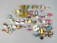 Vintage Clip-On Earrings - a quantity of paired vintage clip-on earrings,